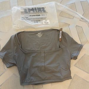 SKIMS GREY HENLEY CROP TOP